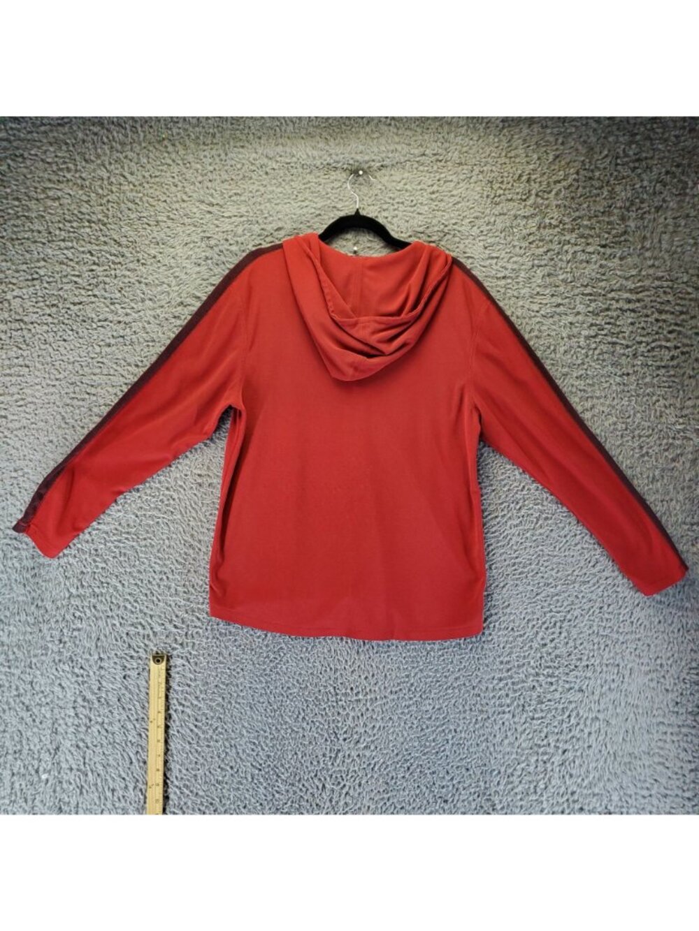 GAP Top Womens Large Red Athletic Fit Lightweight Nylon Long Sleeve Hoodie - Picture 2 of 9
